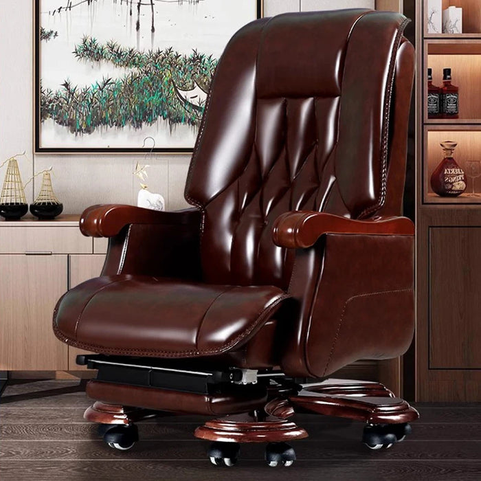 Solid Wood Office Chair Organizer Elastic Leather  Adjustable Executive Roller Office Chair Swivel Luxury Chaises Furniture
