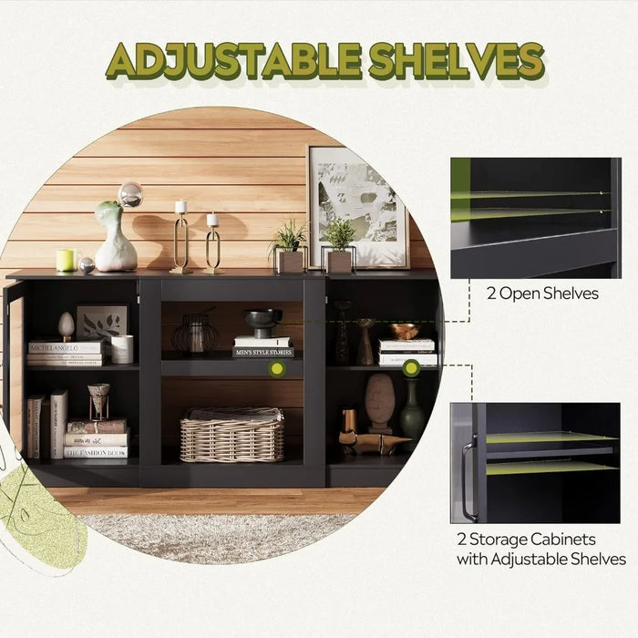 Tv Stand Living Room Furniture TV Console Cabinet With Storage Open Shelves Entertainment Center for Living Room and Bedroom Ps5