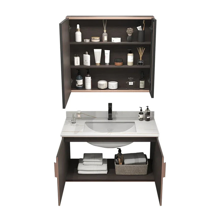 Luxury Nordic Cabinets Full Sets Washbasin Water Proof Wall Mounted Bathroom Cabinets Vanity Sets Open Mobile Bagno Furniture