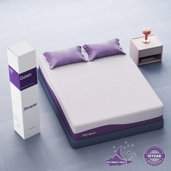 Queen Mattress 12 inch - Bamboo Charcoal Memory Foam Mattress for Cool Sleep & Pressure Relief