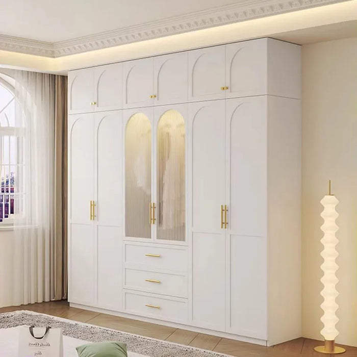 Nordic Display Wardrobes Wooden Glass Storage Apartment Tall Simple Cabinets Luxury Clothes Armario De Ropa Salon Furnitures