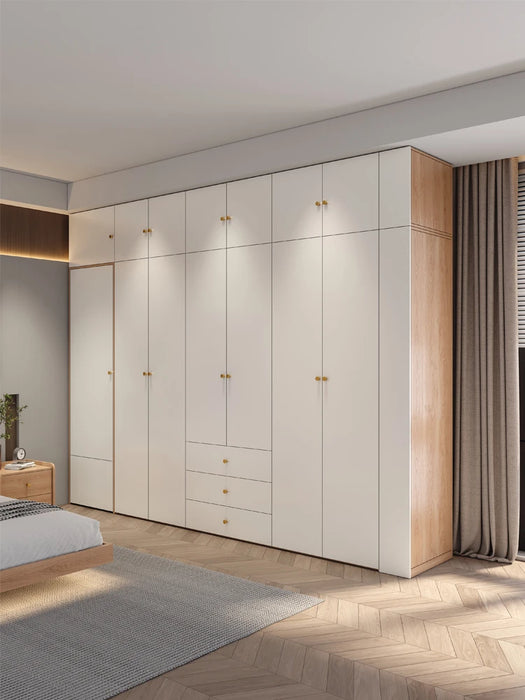 Log wardrobe home bedroom Nordic modern door combination Japanese small household storage cabinet