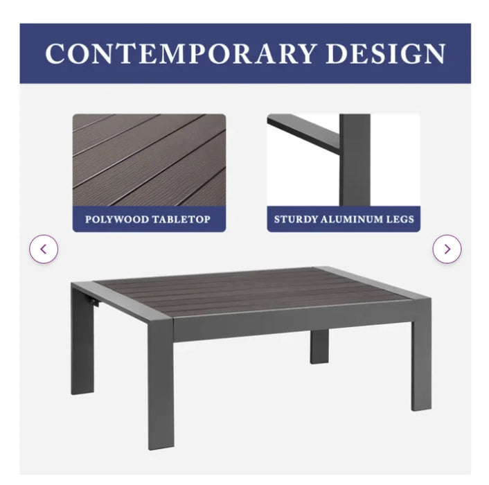 3-Pieces Outdoor All-Weather Conversation Set Sectional Sofa Corner Sofas Grey Aluminum with Dark Grey Cushions