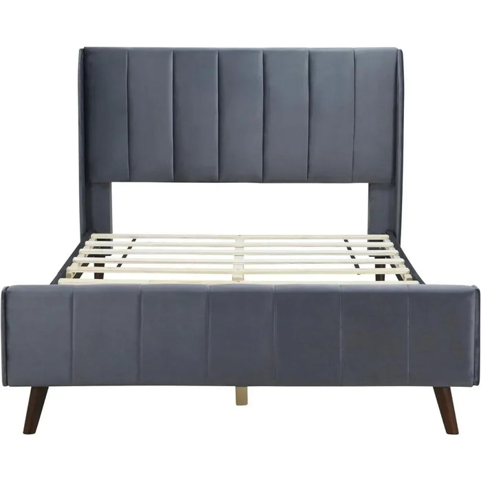 Bed FrameUpholstered Velvet Full-size Platform Bed With Headboard And Footboard For Easy Assembly Of Bedroom Bed