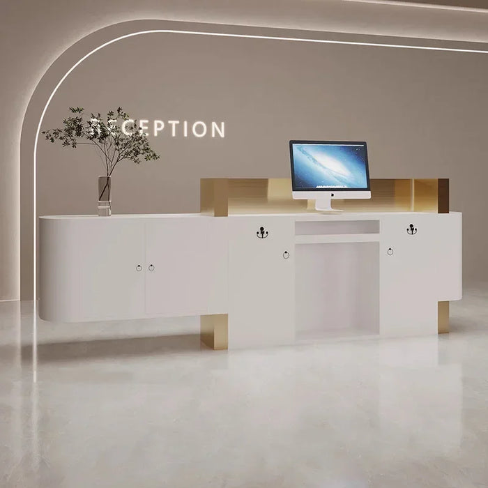 Service Standing Reception Desk Luxury Counter Modern Desktop Reception Desk Corner Writing Toonbank Receptie Office Furniture