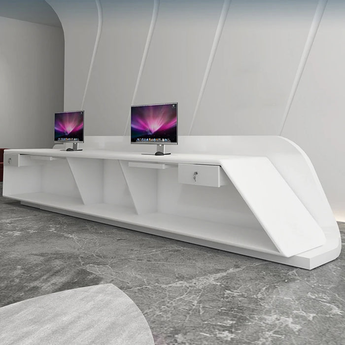 Cashier Counter Reception Desks Lectern Front White Store Bar Reception Desks Luxury Modern Hotel Bureau Meuble Furniture WJ25XP