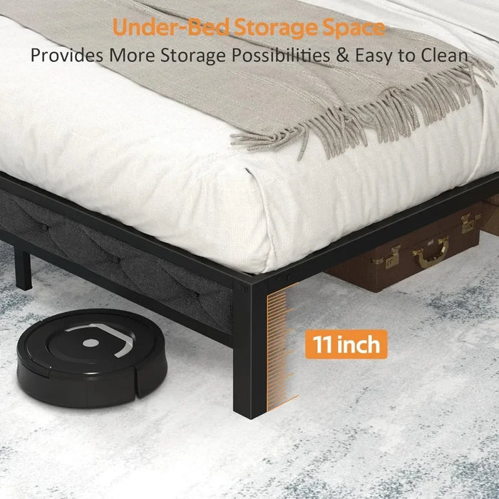 Bed Frame With Charging Station Metal Platform Bed Frame Full No Box Spring Needed Beds & Furniture Bedroom Home