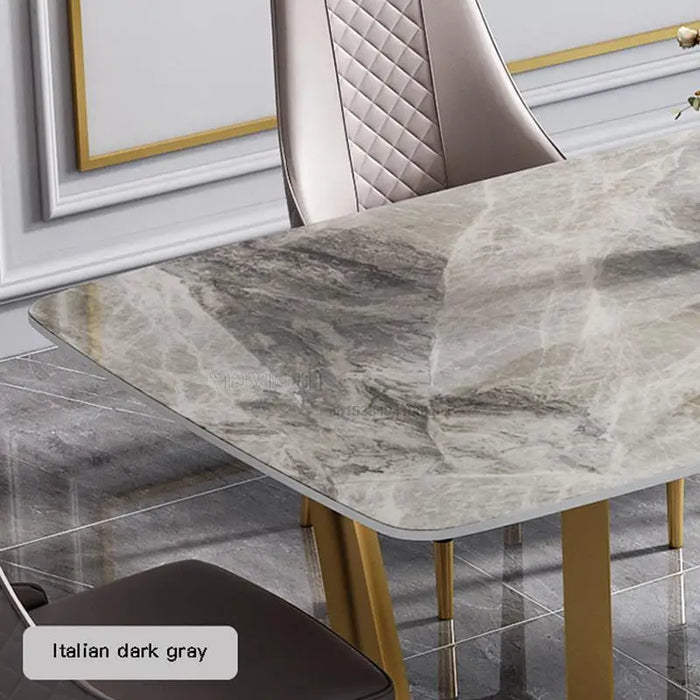 Nordic Light Luxury Rock Board Dining Table Rectangular Simple Modern Villa Home Minimalist Dining Table Indoor Furniture