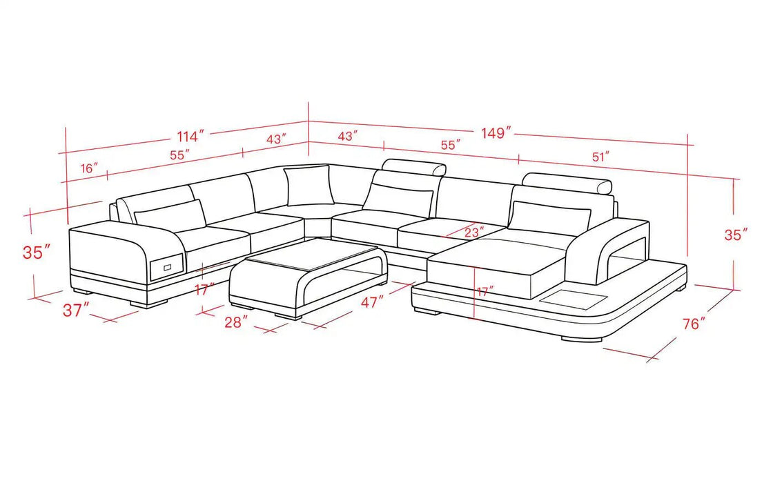 Genuine leather top firs layer cowhide minimalist modern furniture  corner intelligent sofa large combination set ly06