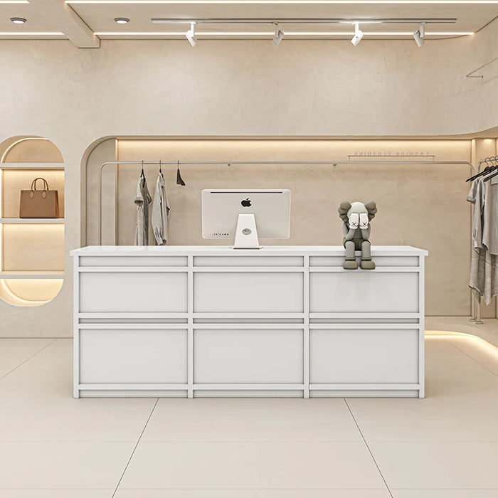 White Reception Store Counter Grocery Shop Cashier Small Luxury Front Desk Cashier Cafe Mostrador Beauty Saloon Furniture