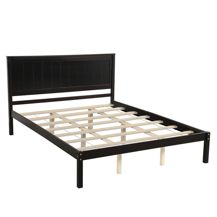 Twin/Full/Queen Platform Bed Frame with Headboard  Wood Slat Support Bedroom Furniture