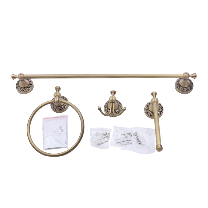 Antique Brass Bathroom Towel Bar Ring Holder Toilet Papers Stand Bedroom Kitchen Hotels Coat Hook Hardware Bath Accessories Set