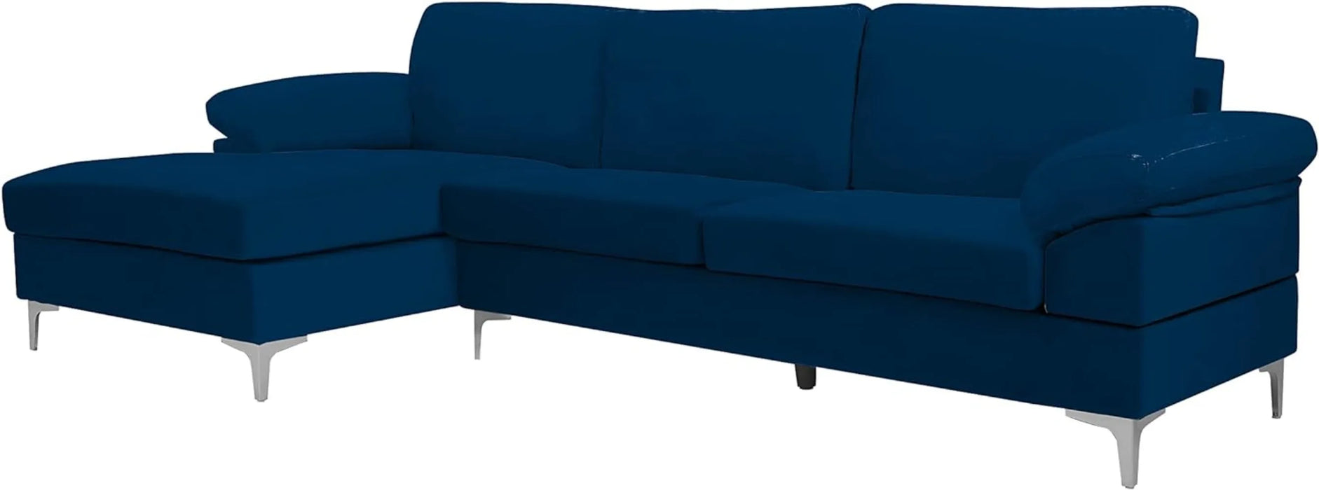 OMGO 103.5" L-Shaped Sectional Sofas Modern Velvet Upholstered Couch Left Chaise Longue Metal Leg Removable Seat and Back Cover