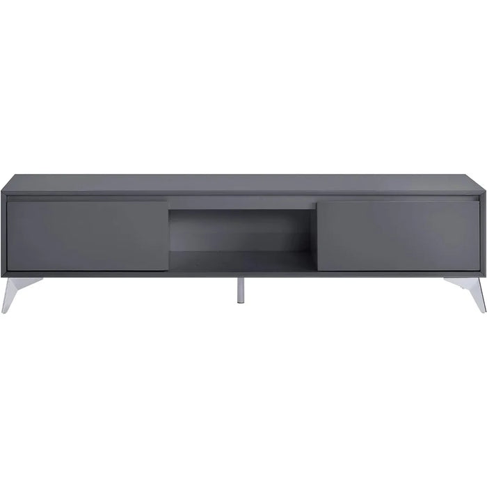 Wooden 2 Drawer TV Cabinet With Gray and Chrome LED Lighting Tv Stand Living Room Furniture for Modern Television Home Stands