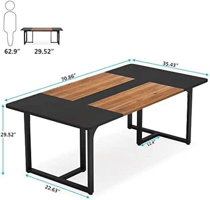 Tribesigns 70.86'' Executive Desk, Large Office Computer Desk with Strong Metal Frame, Wooden Workstation Business Furniture, 8