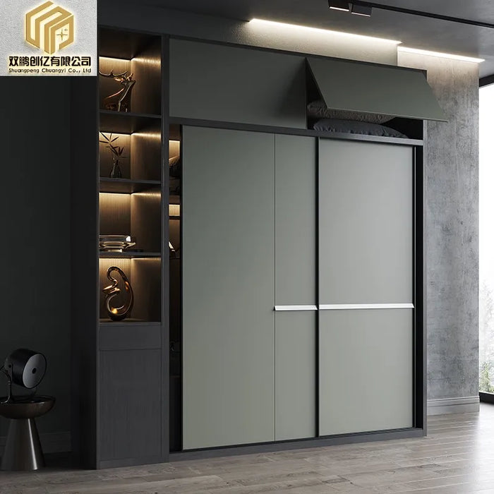Luxury Modern Simple Sliding Door Wardrobe Nordic Sliding Door Wardrobe Household Bedroom Cabinet Storage Cabinet Large Door