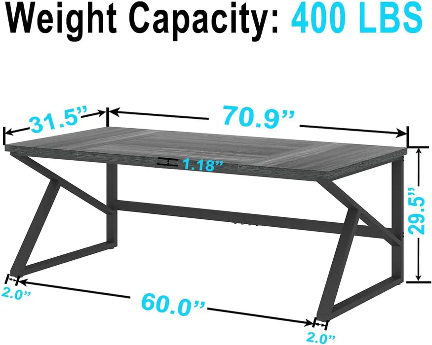 HSH Extra Long Computer Desk, Industrial Metal Wood Home Office Desk, Large PC Laptop Table for 2 Person Executive Writing