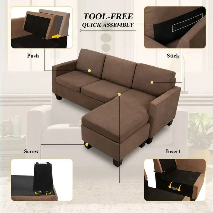 Fabric L-shape Sofa Sectional Couch for Living Room,