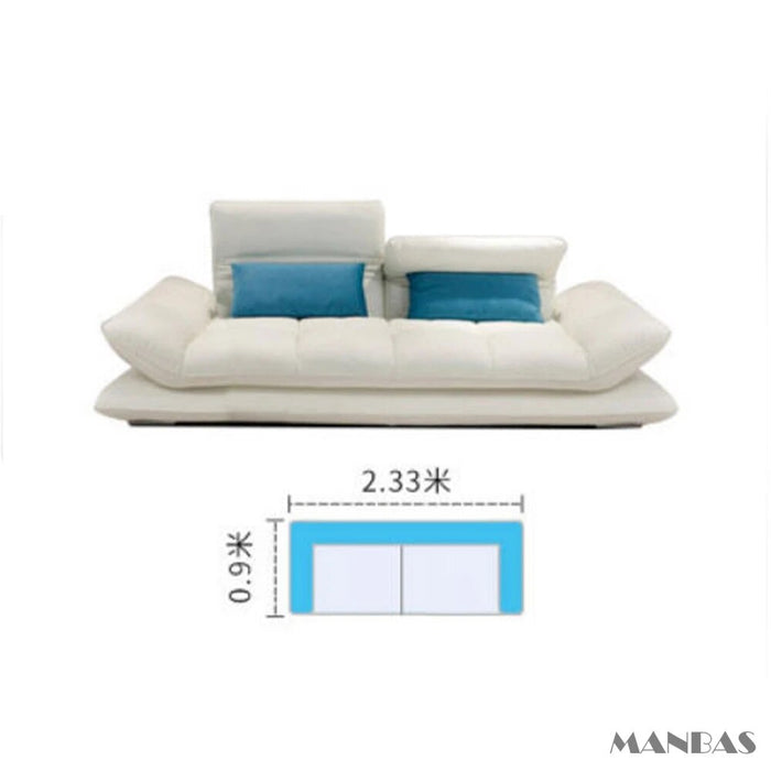 Linlamlim Elegant Leather Couch for Living Room Sofas Sets with Adjustable Headrests and Armrests Genuine Leather Sectional Sofa