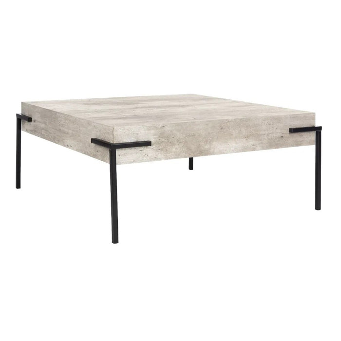 Modern Retro Square Coffee Table, Light Grey/Black, Furniture, Living Room Furniture, Simple and Modern Coffee Table, Wooden