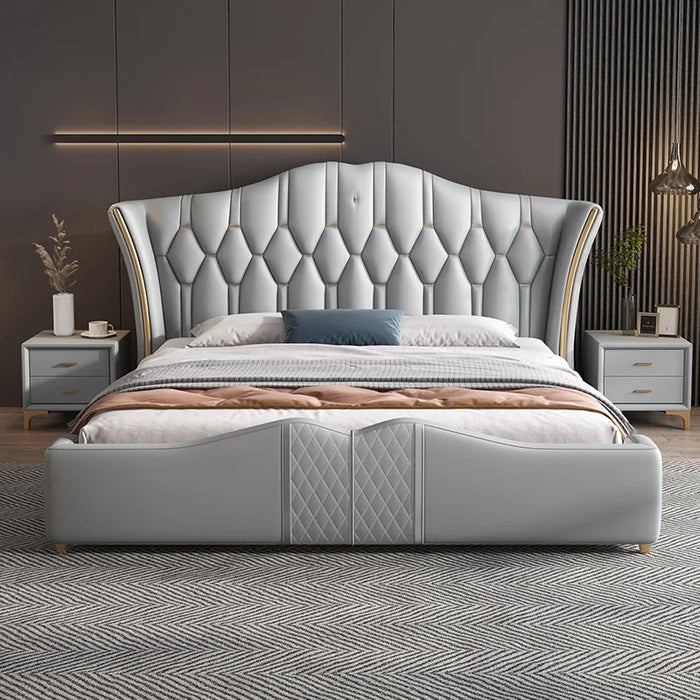 Leather Light Luxury Master Bedroom 1.8 M Wedding Bed Modern Simple Double Bed High-end Storage 1.5 M High Box Soft Bed