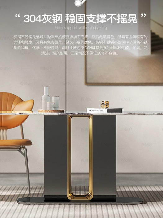 Luxury natural microcrystalline stone table Modern simple household high-end designer rectangular table chair