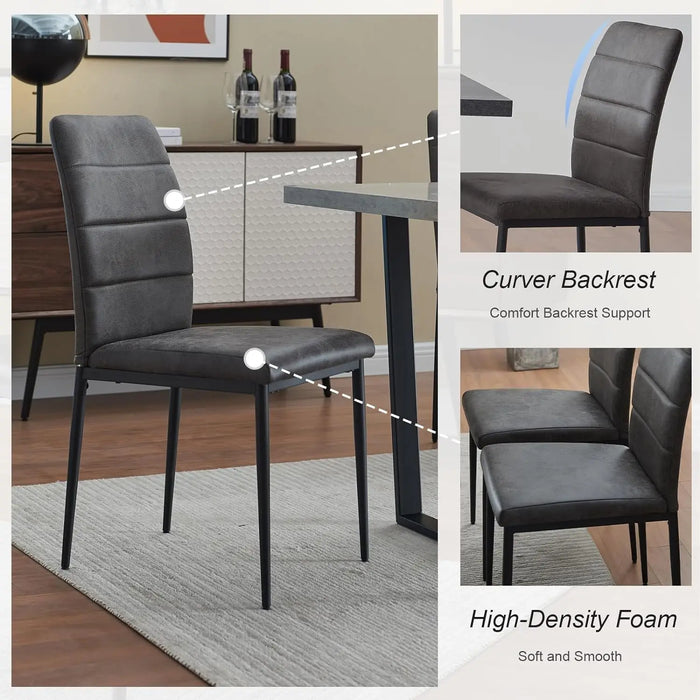 Zerifevni Dining Chair Set of 6 Modern Elegant Side Chairs Leather Durable Wide Cushion for Kitchen Room