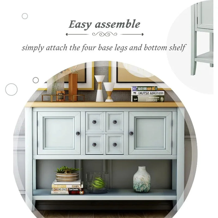 Buffet Console Table, 47.36” Sideboard with 4 Drawers 2 Storage Cabinets and Bottom Shelf for Livingroom Apartment Hallway