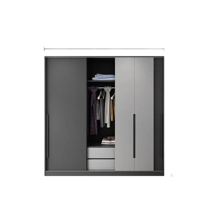 Nordic simple bedroom sliding door wardrobe modern household rental wardrobe economical apartment storage wardrobe