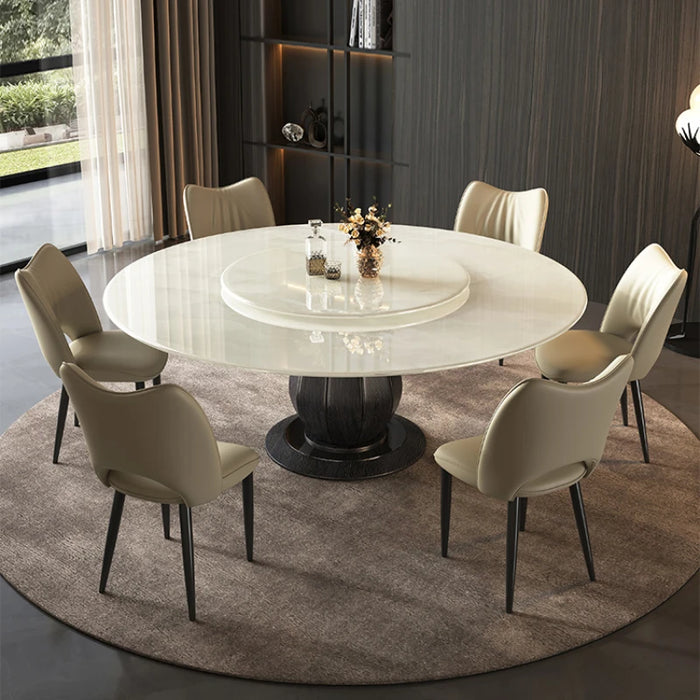 Natural Marble Dining Table Modern Minimalist Small Unit Circular With Turntable Light Luxury Super Crystal Luxury YX50DT
