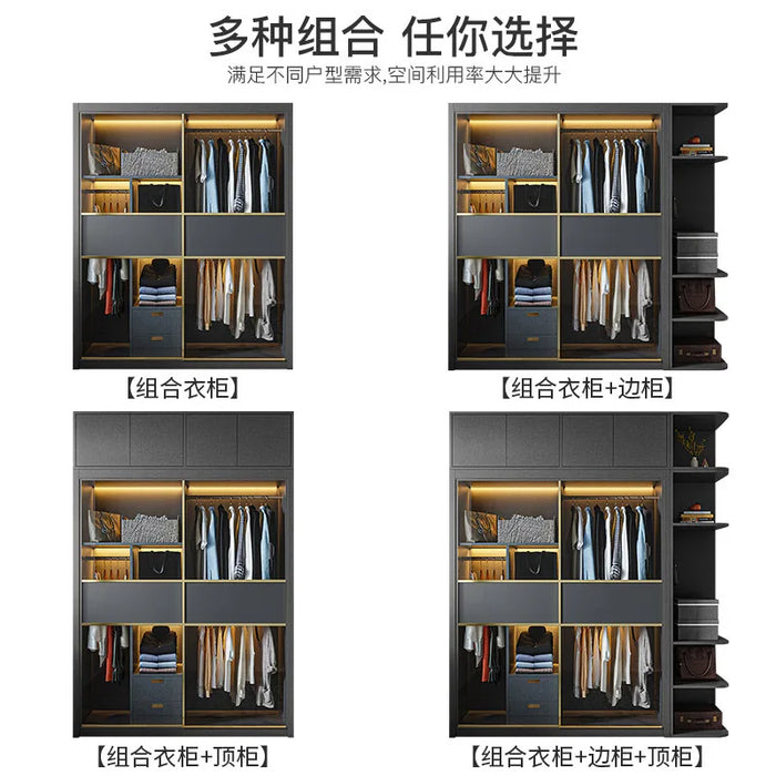 Sliding door wardrobe modern simple locker combination economy small sliding door large wardrobe glass door