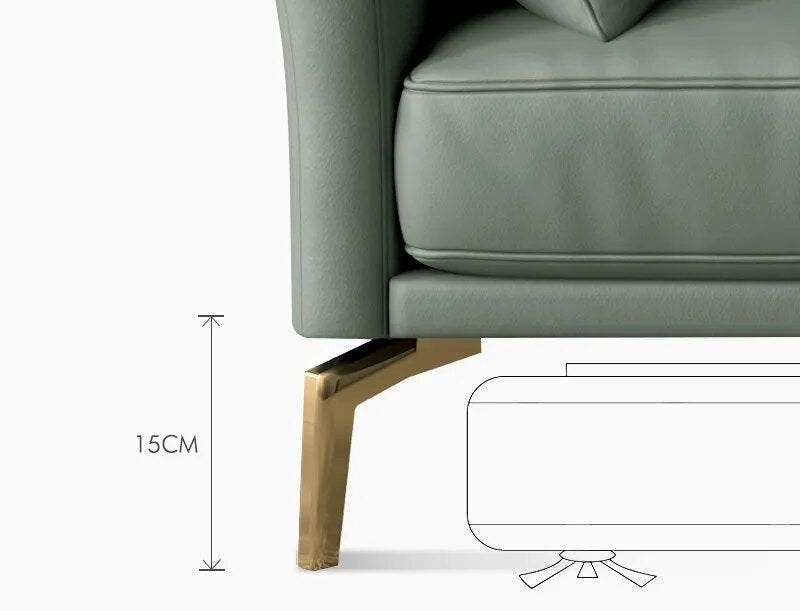 Desain Furnitur Set Sofa Hijau Muda Besar dan Kecil Gaya Minimalis Mewah Ringan Modern Sofa Ruang Keluarga