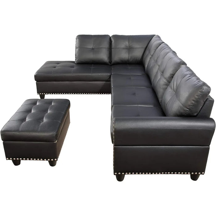 Sofa Living Room Sofas L-Shape 6 Seat Sectional Couch With Cupholder Console Part for Living Room Spacious Space Home Furniture