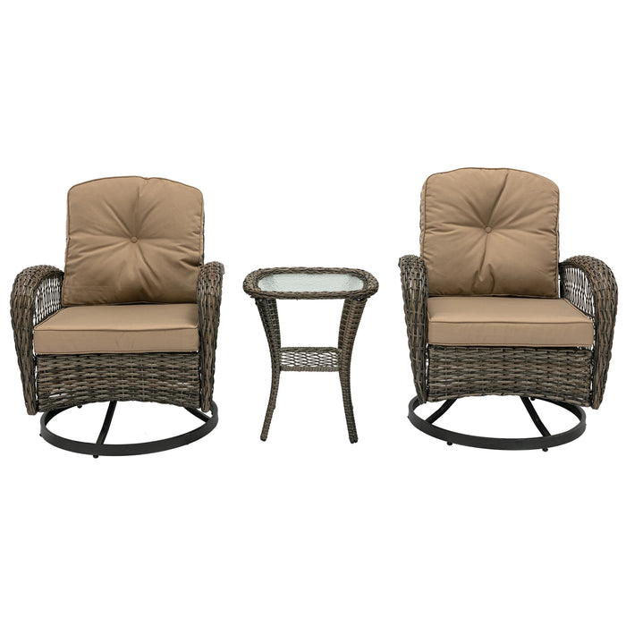 3pcs Outdoor Furniture Wicker Set  Modern Wicker Sunbed Patio Rattan Sun Lounger Chair  with 2pcs lounge and 1pc table