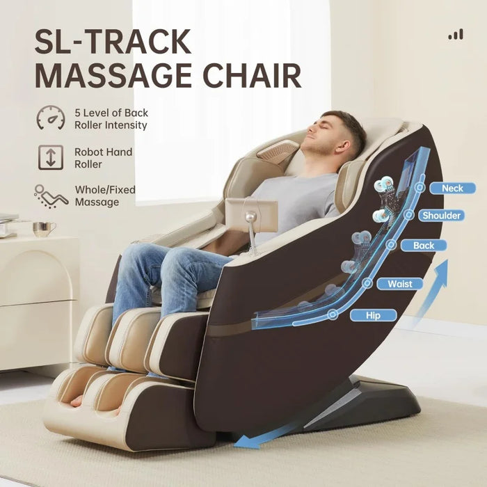Real Relax Massage Chair, SL Track Full Body Zero Gravity Massage Chair Recliner with 18 Modes Yoga Stretch Blurtooth Heating AP
