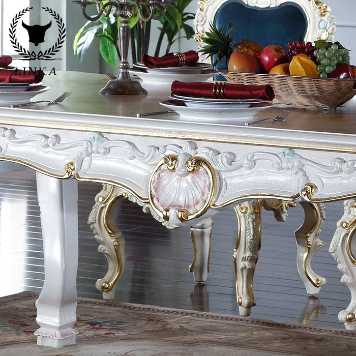 Carved wood dining table European pastoral style French dining table classical long dining table gathering table