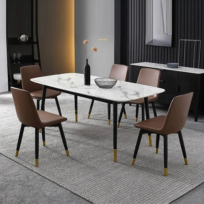 Modern Rock Plate Dining Table French Simple White Vintage Rectangular Office Table Apartment Mesas De Cocina Home Furniture