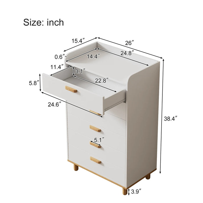 Modern Simple Style White Modern Six-Drawer Chest for Bedroom, Living Room Dressers for Bedroom Furniture Vanity Table