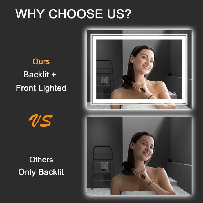 Mirror Bathroom Mirror With Backlight Makeup Mirrors Stepless Dimming Horizontal/vertical Hanging Led Light the Wall Miror Home