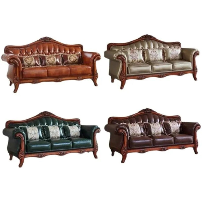 high quality  European  antique living room sofa furniture genuine leather set hd04