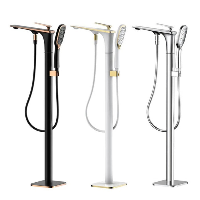 Brass Floor Stand Bathtub Faucet Bathroom Hot&Cold Mixer Shower Tap