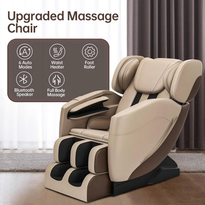 2024 Massage Chair, Full Body Zero Gravity Massage Chair with Foot Rollers, 8 Fixed Massage Roller, Heater, Bluetooth Speaker, K