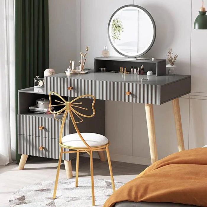 Mirror Chair Led Dressing Table Brown Bedroom Multifunctional Luxury Dressing Table Classic Charm Tocador Maquillaje Furniture