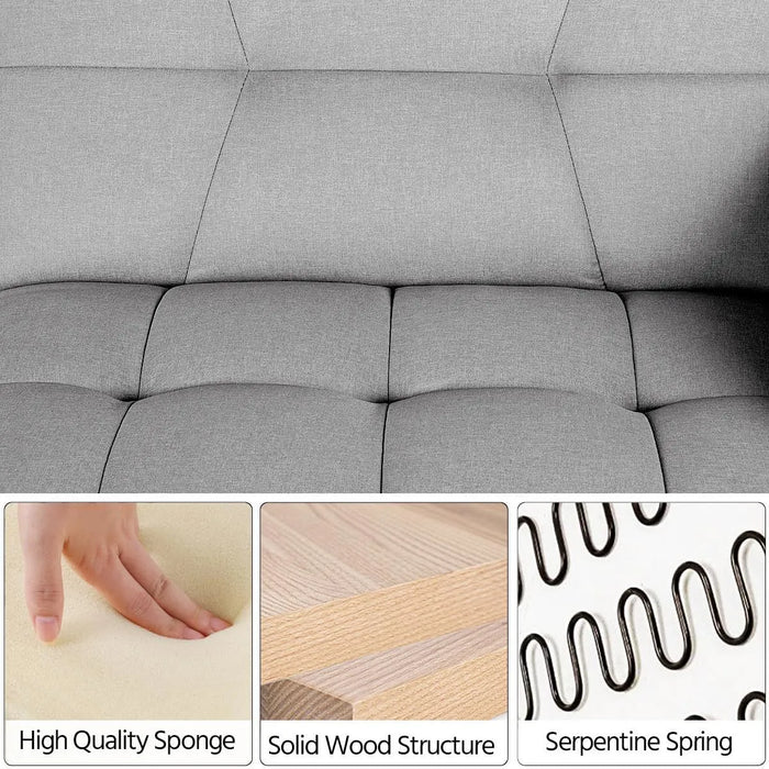 Sleeper Sofa Bed Convertible Sofa Modern Futon Couches Fold Up and Down Linen Fabric Recliner Couch,Dark Gray/Grey/Black