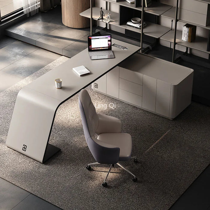 Designer Light Luxury Office Desk Boss Vanity Light Luxury Boss Computer Desks Organizer Home Mesa Escritorio Office Furniture