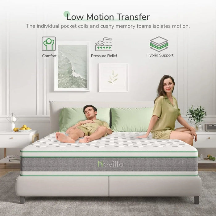 Individually Wrapped Pocket Coils Innerspring Mattress for Motion Isolation Queen Size Mattress Mattresses for Sleeping Groove