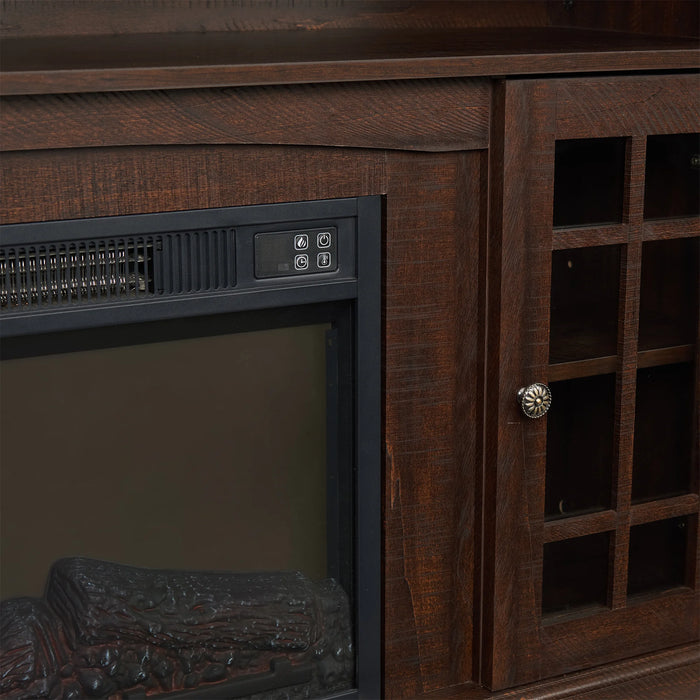 Classic Media TV Stand Modern Entertainment Console with 23" Insert Fireplace Open&Closed Storage Space for TV Up to 65"[US-W]
