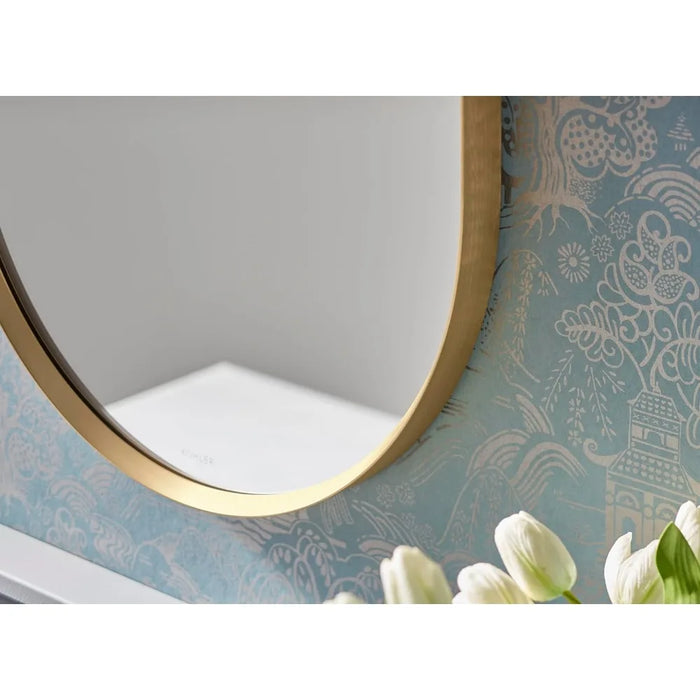 Essential 28" Round Wall Mirror Vanity Mirror With Frame Bathroom Mirrors Moderne Brushed Gold Freight Free Miroir Bath Fixture