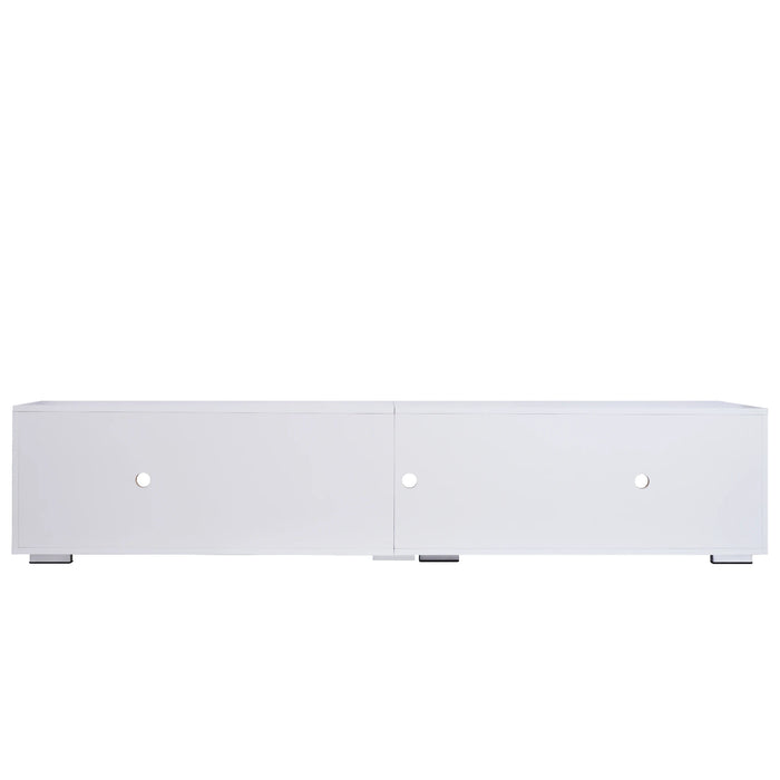 Modern LED TV Stand with Storage and Glass Shelves High Glossy TV cabinet Table