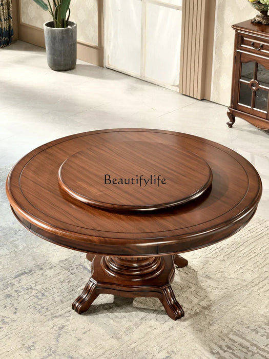 American Furniture Dining Table Black Walnut round Household
